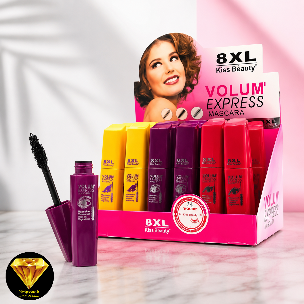 ریمل 8XL کیس بیوتی مدل Volum' Express (بنفش) (قرمز)(زرد)